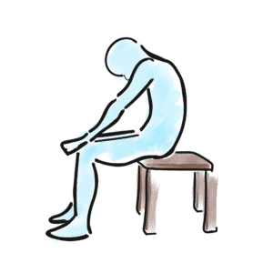 A sketch showing the cat chair yoga position.