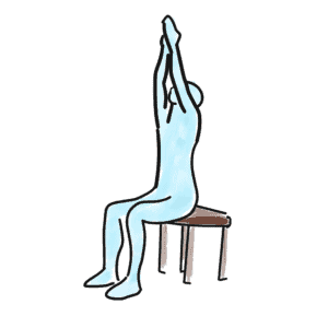 A sketch showing the sun arms yoga position.